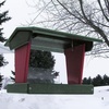 image:imageDutchCrafters Plastic Hanging Hopper Bird Feeder Small Bird Feeders for Outdoors Suitable for Bird Food Bird Seed Mealworm Small Turf Green amp WeatherwoodTurf Green  Cherry Wood
