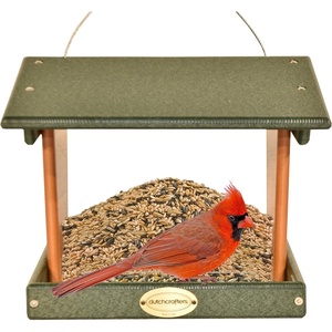 image:imageDutchCrafters Plastic Hanging Hopper Bird Feeder Small Bird Feeders for Outdoors Suitable for Bird Food Bird Seed Mealworm Small Turf Green amp WeatherwoodTurf Green  Cedar