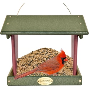 image:imageDutchCrafters Plastic Hanging Hopper Bird Feeder Small Bird Feeders for Outdoors Suitable for Bird Food Bird Seed Mealworm Small Turf Green amp WeatherwoodTurf Green  Cherry Wood