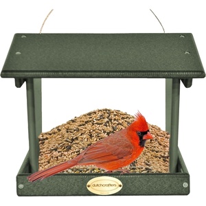 image:imageDutchCrafters Plastic Hanging Hopper Bird Feeder Small Bird Feeders for Outdoors Suitable for Bird Food Bird Seed Mealworm Small Turf Green amp WeatherwoodTurf Green