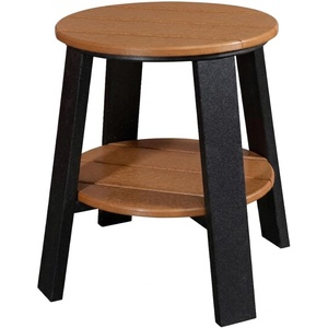 image:imageDutchCrafters Round End Stand  Amish Made HDPE Weather Resistant Outdoor Side Table for Patio Porch amp Deck Durable Polyethylene Accent Table for Outdoor Seating Areas Light Gray amp BlackCedar  Black
