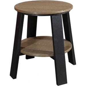 image:imageDutchCrafters Round End Stand  Amish Made HDPE Weather Resistant Outdoor Side Table for Patio Porch amp Deck Durable Polyethylene Accent Table for Outdoor Seating Areas Light Gray amp BlackWeatherwood  Black