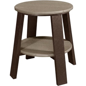 image:imageDutchCrafters Round End Stand  Amish Made HDPE Weather Resistant Outdoor Side Table for Patio Porch amp Deck Durable Polyethylene Accent Table for Outdoor Seating Areas Light Gray amp BlackWeatherwood  Tudor Brown