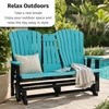 image:imageDutchCrafters Comfy 5ft Glider  Amish Made HDPE Outdoor Glider Bench Weather Resistant Patio amp Porch Seating Furniture for Outdoor Living Spaces Weatherwood amp BlackAruba Blue  Black