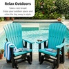 image:imageDutchCrafters Comfy Glider  Amish Made HDPE Outdoor Porch Glider Weather Resistant Poly Lumber Glider Chair Outdoor Furniture for Patio Deck amp Garden Aruba Blue amp BlackCedar  Black