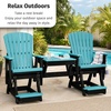 image:imageDutchCrafters Fan Back Balcony Glider and Table Combo  Amish Made HDPE Fan Back Conversation Glider Furniture Weather Resistant Porch Seating for Deck Patio amp Backyard Weatherwood amp Tudor BrownLight Gray  Black