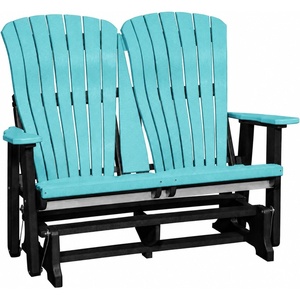 image:imageDutchCrafters Comfy 4ft Glider  Amish Made HDPE Outdoor Glider Bench Weather Resistant Patio amp Porch Glider Seating Furniture for Garden Deck amp Backyard Light Gray amp BlackAruba Blue  Black