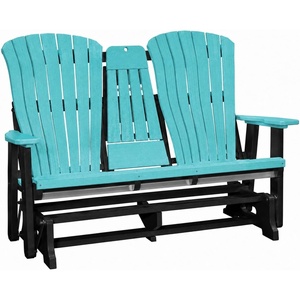 image:imageDutchCrafters Comfy 5ft Glider  Amish Made HDPE Outdoor Glider Bench Weather Resistant Patio amp Porch Seating Furniture for Outdoor Living Spaces Weatherwood amp BlackAruba Blue  Black