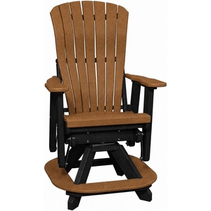 image:imageDutchCrafters Comfy Balcony Swivel Glider  Amish Made HDPE Outdoor Swivel Glider Chair Porch Swivel Glider Seating Patio Swivel Rocker Glider for Balcony Patio amp Deck Weatherwood amp Tudor BrownCedar  Black