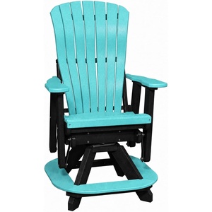 image:imageDutchCrafters Comfy Balcony Swivel Glider  Amish Made HDPE Outdoor Swivel Glider Chair Porch Swivel Glider Seating Patio Swivel Rocker Glider for Balcony Patio amp Deck Weatherwood amp Tudor BrownAruba Blue  Black