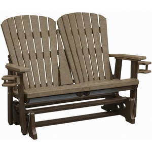 image:imageDutchCrafters Fan Back 4ft Glider  Amish Made HDPE Outdoor Glider Bench Patio Glider Weather Resistant Porch Glider with Fan Back Design Durable Poly Lumber Furniture Light Gray amp BlackWeatherwood  Tudor Brown