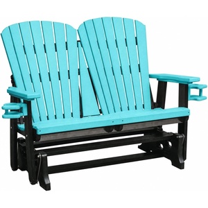 image:imageDutchCrafters Fan Back 4ft Glider  Amish Made HDPE Outdoor Glider Bench Patio Glider Weather Resistant Porch Glider with Fan Back Design Durable Poly Lumber Furniture Light Gray amp BlackAruba Blue  Black