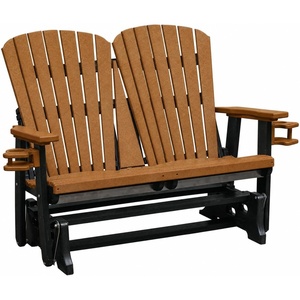 image:imageDutchCrafters Fan Back 4ft Glider  Amish Made HDPE Outdoor Glider Bench Patio Glider Weather Resistant Porch Glider with Fan Back Design Durable Poly Lumber Furniture Light Gray amp BlackCedar  Black
