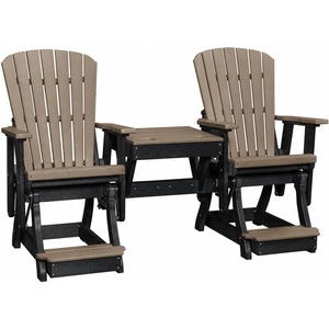 image:imageDutchCrafters Fan Back Balcony Glider and Table Combo  Amish Made HDPE Fan Back Conversation Glider Furniture Weather Resistant Porch Seating for Deck Patio amp Backyard Weatherwood amp Tudor BrownWeatherwood  Black