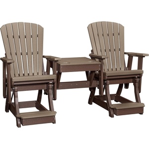 image:imageDutchCrafters Fan Back Balcony Glider and Table Combo  Amish Made HDPE Fan Back Conversation Glider Furniture Weather Resistant Porch Seating for Deck Patio amp Backyard Weatherwood amp Tudor BrownWeatherwood  Tudor Brown